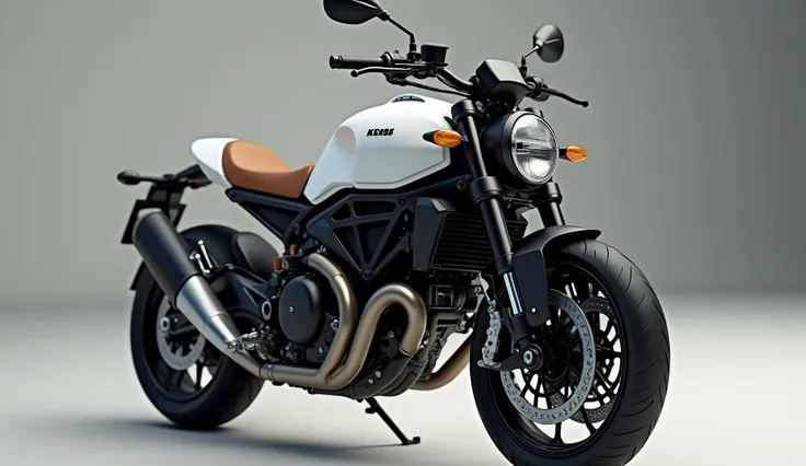 The high quality realistic 8k Ultra images.The 2025 Ducati Scrambler Icon Dark: white colour in oom view and front view 