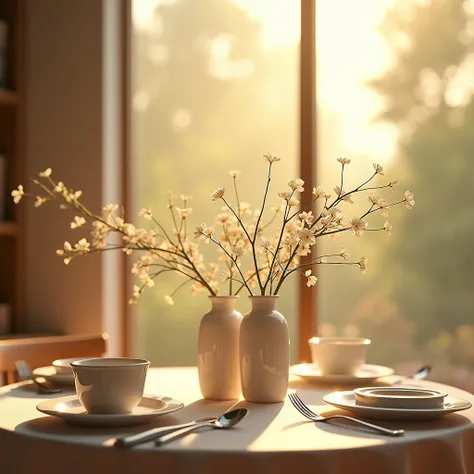  breakfast, sunlight, vases