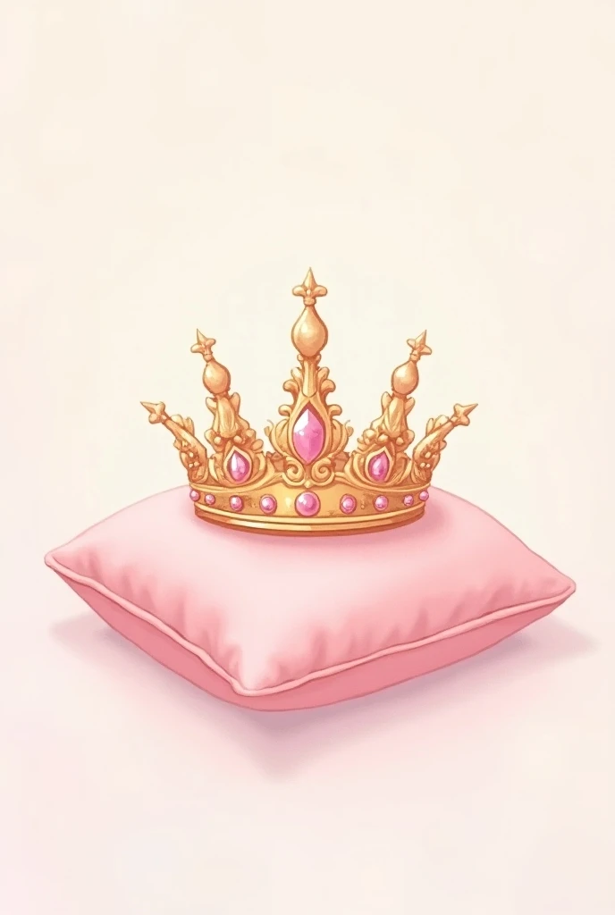 crown with pink and gold details style design chibi bottomless only the crown hand drawn , Shes on a pink pillow
