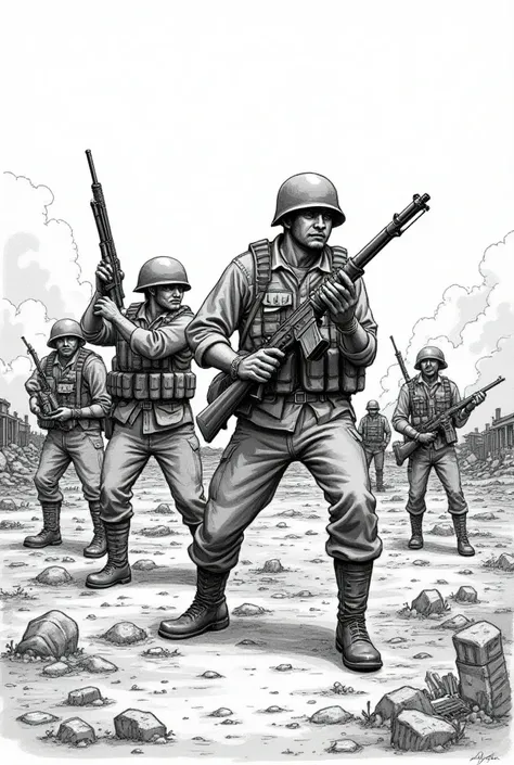 A coloring page of the war that is coming