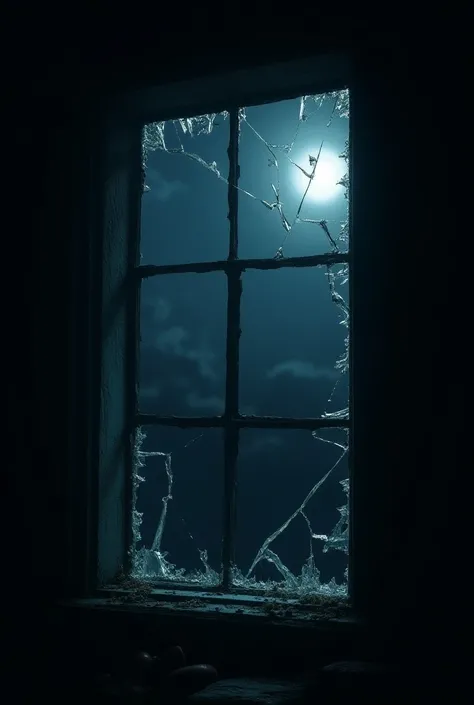 Square window broken night