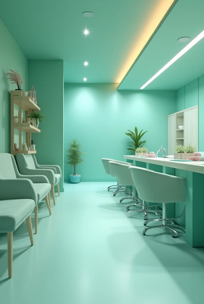  Plan of a beauty salon with the following indications
• Chromatic tones :  Use of soothing colors green and blue in the decoration of the salon ,  that promote relaxation and tranquility for customers .
• Uniforms  :  Made of antibacterial and resistant ...