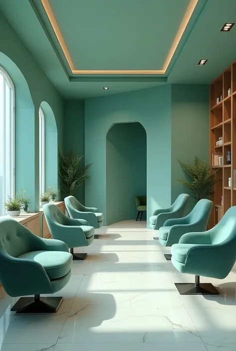 Plans of a beauty salon with the following indications
• Chromatic tones :  Use of soothing colors green and blue in the decoration of the salon ,  that promote relaxation and tranquility for customers .
• Uniforms  :  Made of antibacterial and resistant f...