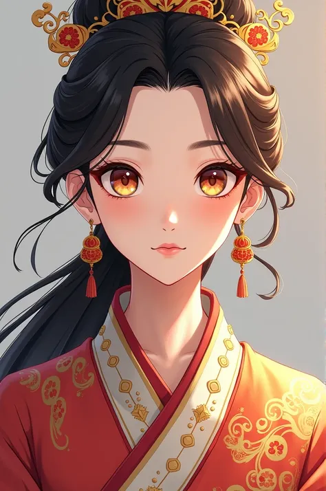  Her clothing could be a combination of the styles of both :  an elegant outfit that incorporates traditional elements , , perhaps with gold details reminiscent of Hua Cheng and softer tones that evoke Xie Lian.  Her personality could reflect the courage a...