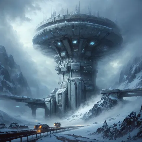 arafed image of a futuristic city in the middle of a snowy mountain, mystical sci-fi concept art, stunning sci-fi concept art, sci-fi fantasy wallpaper, sci fi concept art, beautiful sci fi art, sci - fi concept art, sci-fi concept art, concept art futuris...