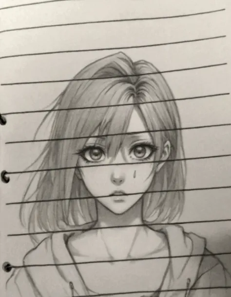 Sketches of a girl with a bruised eye , an anime drawing, anime sketch, bored expression,  a manga cartoon , without shading, human style, Anime style drawing, 1 gothic anime girl, as an anime character, anime shading), Detailed anime face, anime shading, ...