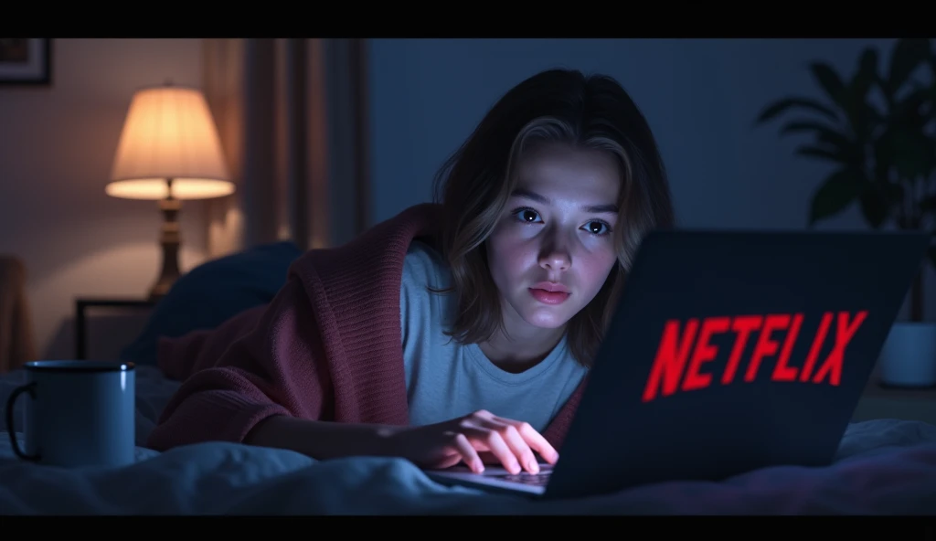 Binge-watching Netflix at night.
