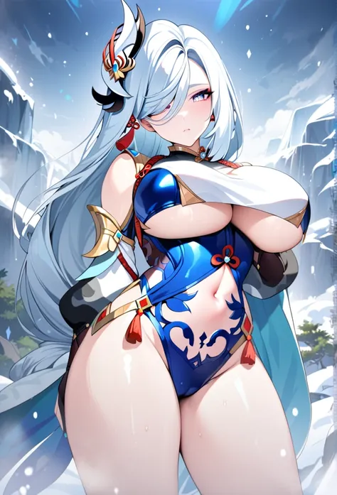 Anime illustration、alone,(Large Breasts)、(Perfect Eyes, Highest quality:1.2),Big and voluptuous breasts,Highest quality、idol carving、Perfect Proportions,blonde、sequin dress costume、See-through bra、Idol Pose、Gorgeous appearance、Seductive pose、View your audi...