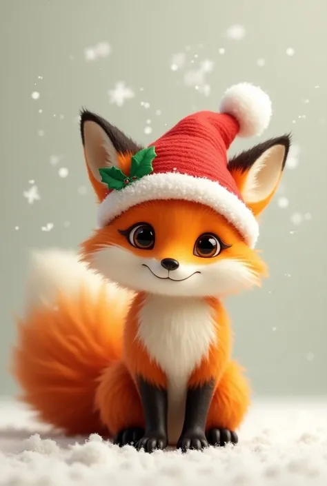 An orange fox with a Christmas hat and the initials SZ
