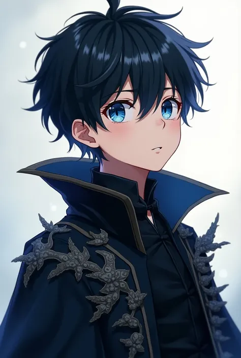 I wanted a profile picture with a boy in a black dragon coat and his hair is black, he has blue eyes and he has an anime style.