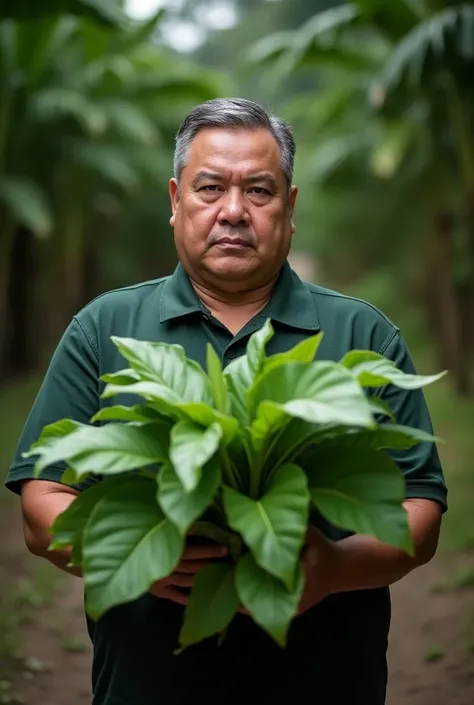 Gustavo Petro carrying a bundle of coca leaf