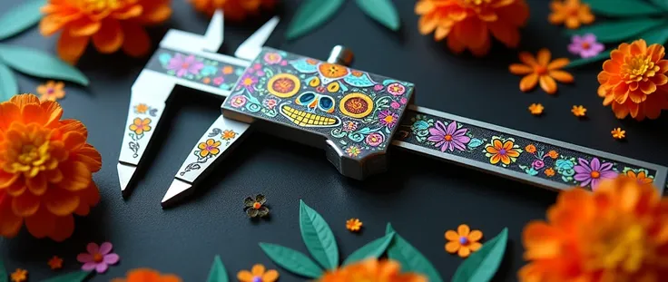 Make a vernier caliper with a Day of the Dead theme 
