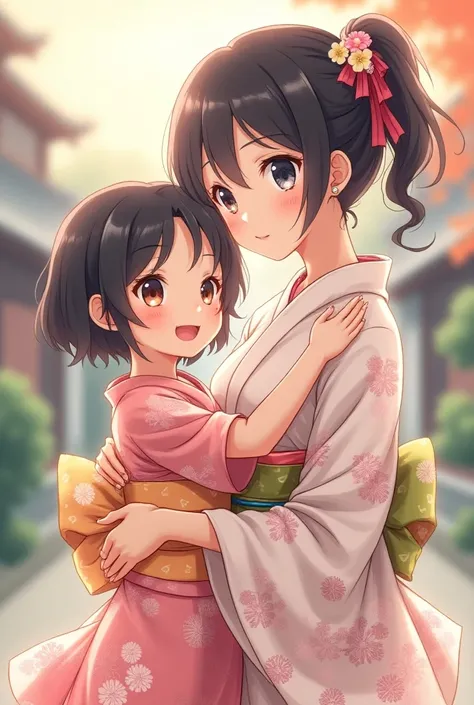 anime mother daughter miniskirt kimono