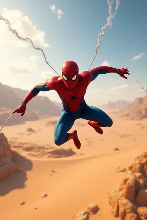 Spider-man jumping in the desert 