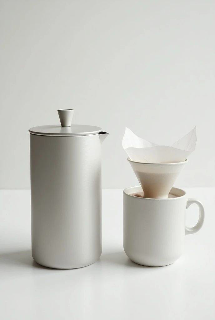 Aluminum kettle mug with paper filter holder 