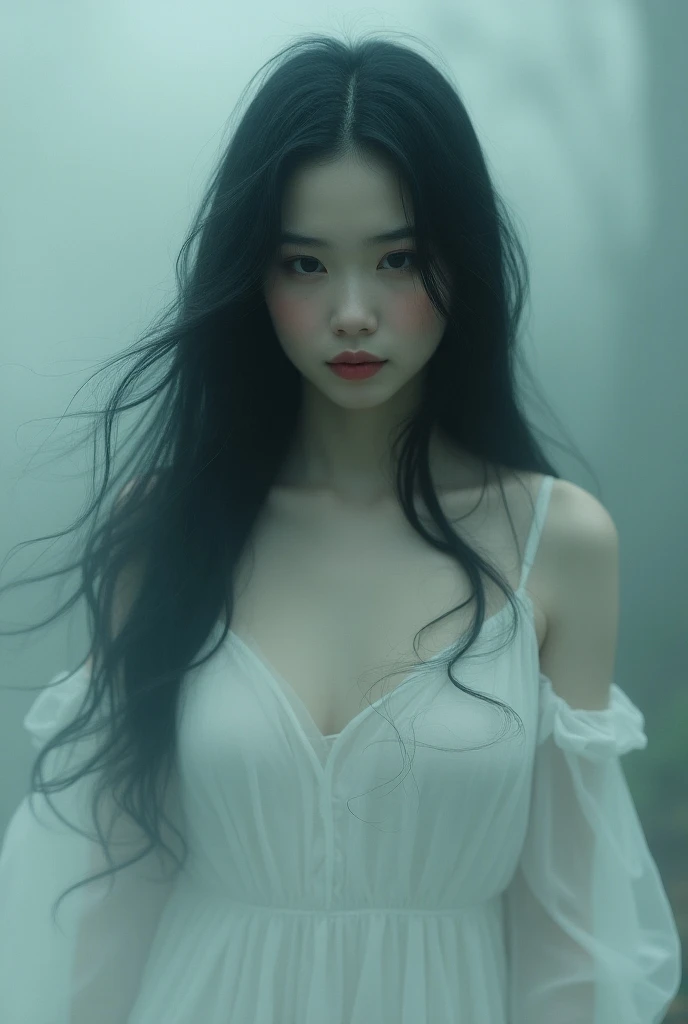 Pale ghost girl 19 year old with black hair 