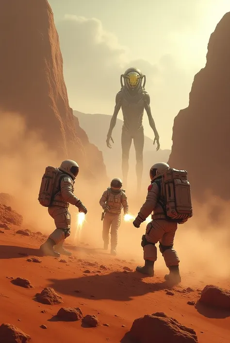 3 astronauts fight aliens on Mars