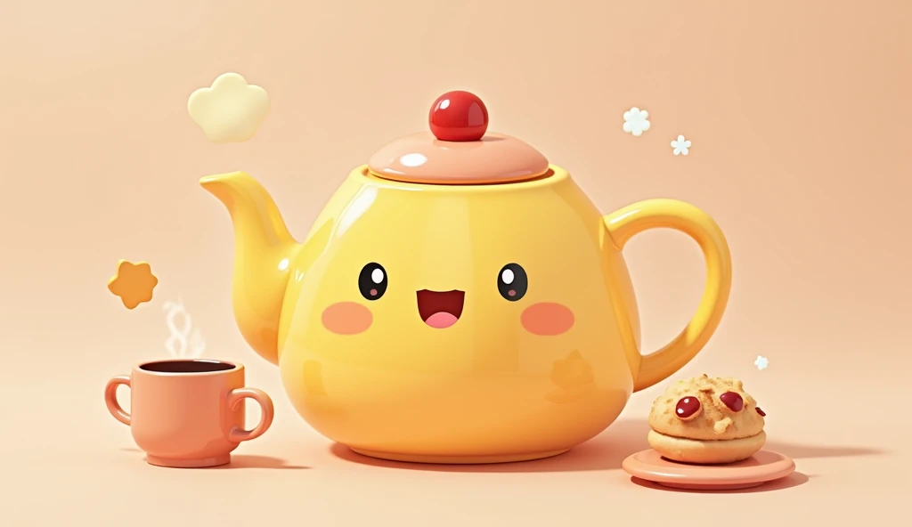 A cute little cartoon fat and sout tea pot 