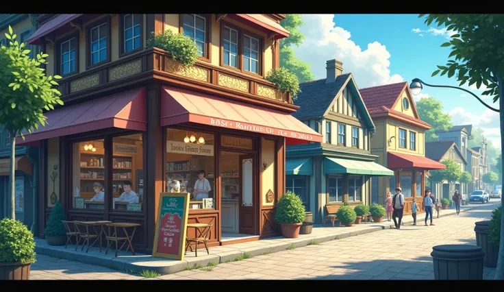 Anime cafe. A sign in front of the store says town lofi