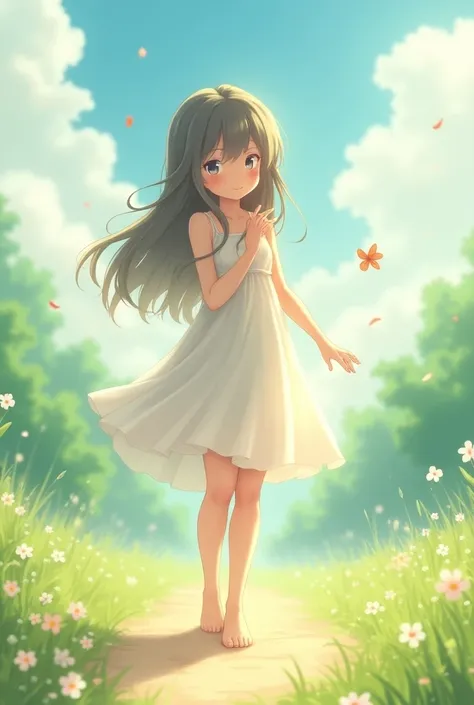 Barefoot anime girl
