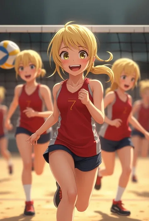 blonde girls, volleyball players, smiling