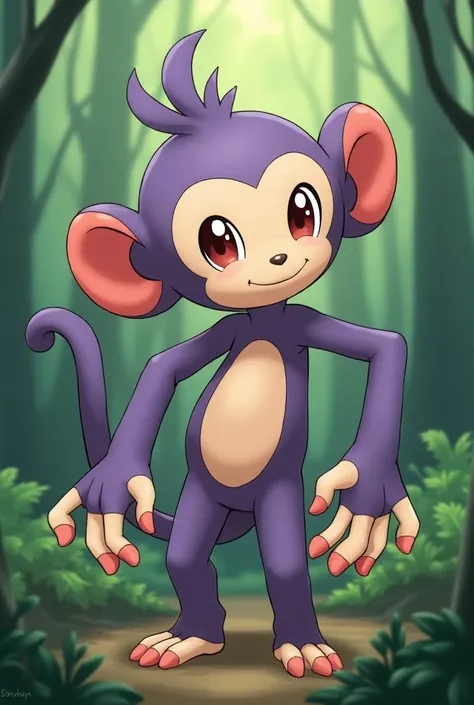  Ambidiffels live together in large colonies in forests with tall trees.  Ambidiffel is a medium-sized and slender ,  monkey-like Pokémon with mainly purple fur ,  with the belly area and face being light brown .  Noticeable are his two long tails ,  whose...