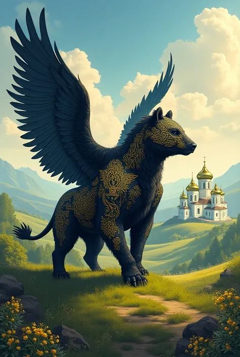 Ukraine in the form of a mythical creature (preferably associated with a typical Ukrainian animal)