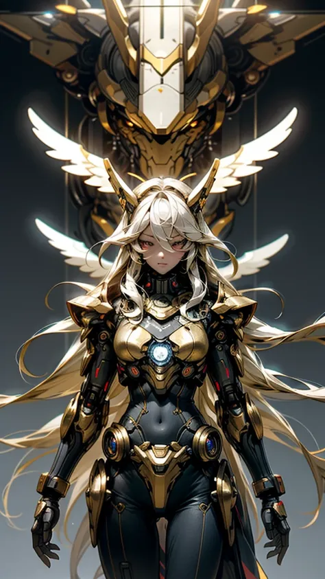 Darhair_ fantasy，cyber punhair perssonage， Miracle of the Machine ，The presence of robots， Cybernetic Guardian，Mechanical Armor，Thousand-Armed Kannon，absolutely stunning art，Wearing a golden cloahair，Top quality art， best high resolution ， Hyper Detailed ，White and Gold，Futuristic， Angel Robot ， 1 Person in the Atmosphere ，8hair，hair，hair hd，An unbeatable masterpiece，moving lighting， Cinematic Light ，amazing