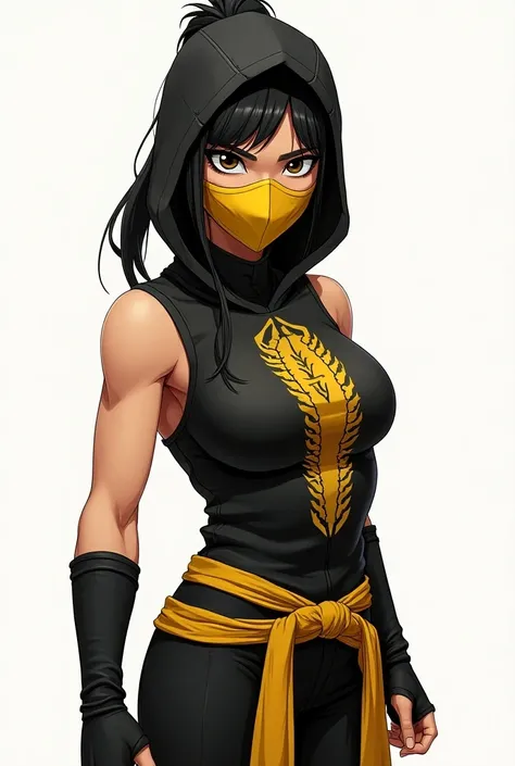 Create a 2D anime drawing of Scorpion from Mortal Kombat but a teenage version with his ninja costume from MK X.