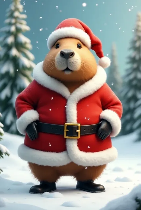 Capybara in Santas clothing