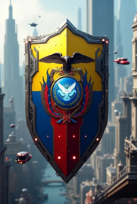 Create a Futuristic Ecuador Shield 