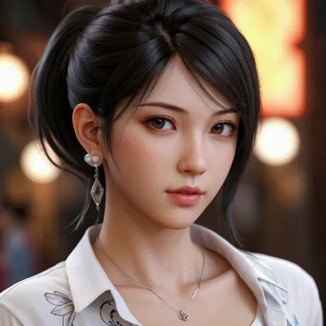 a close up of a woman with tattoos on her chest, 3D anime styleที่สมจริง, 3D Anime Realistic, Realistic animation girl render, 8K high quality detailed art, Anime high detail , Super smooth anime CG art, Popular on cgstation,  sexy Tifa Lockhart portrait, ...