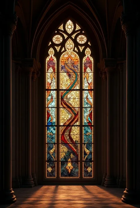 Create stained glass window with stone design