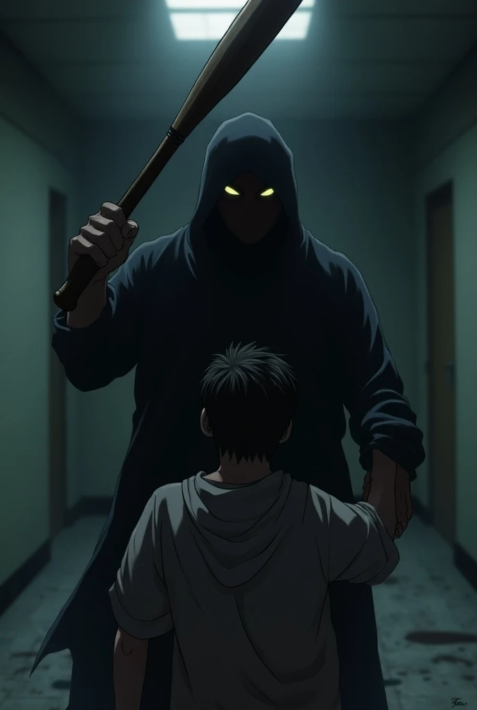 A person behind who is about to hit the head with a Bat on the person in front uncensored anime 