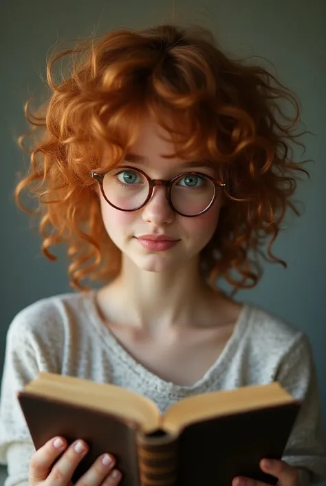 Create a photo for my YouTube channel 
Frizzy haired girl with glasses with a Bible 