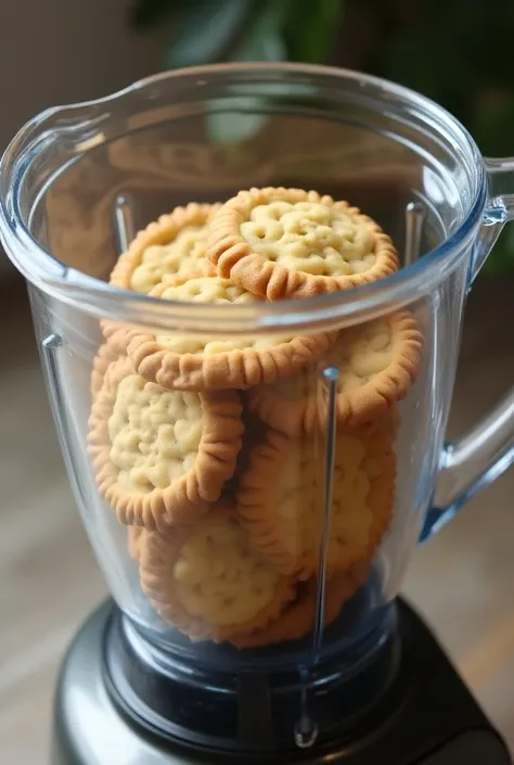 Round shortbread cookies in a blender without being ground