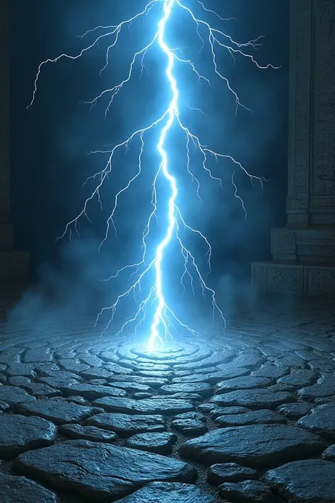  create a symbol of lightning on the floor, With ancient Mayan floor texture 