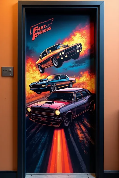 Create a painted door with a Fast and Furious design