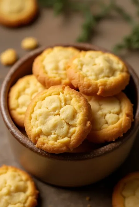 Modified butter cookies in a bowl with butter 