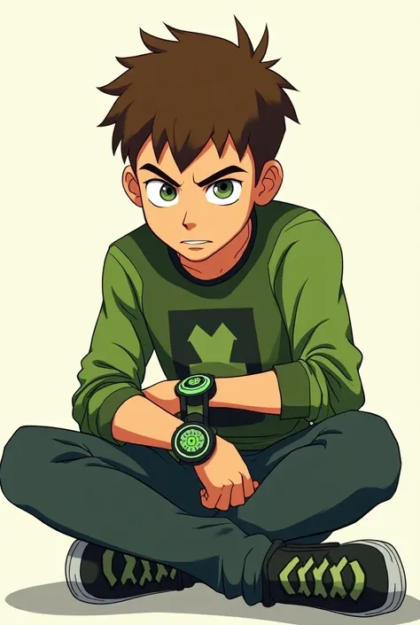 Ben 10 from 2005 sitting, front view, Ben 10 first show art style