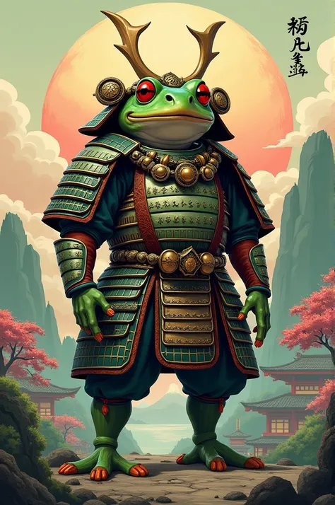 Samurai frog illustration 