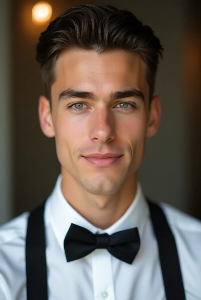 The photograph shows an attractive waiter of about twenty-four years old. 