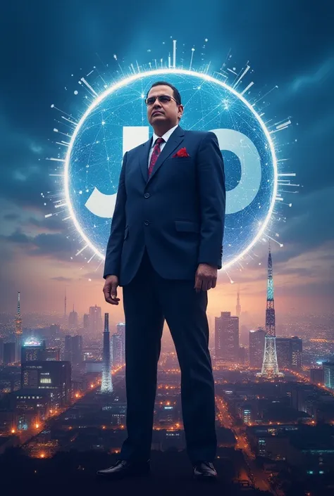 Make a poster of mukesh ambani with his telecommunications company jeo 

How he started free services with reliance jeo for rural areas and now it become most costly 