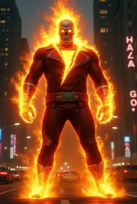 Shazam and Ghost Rider fusion 
