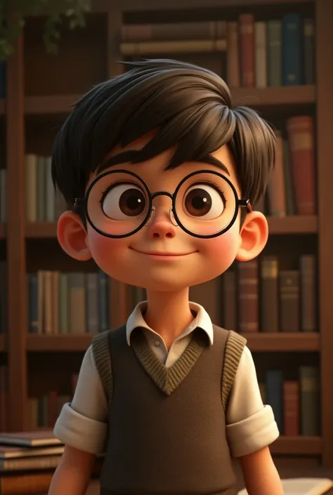 A boy with glasses 