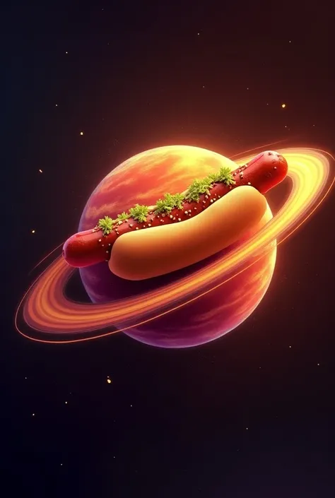 3D logo, with a hotdog orbiting around a planet, creating a sense of depth.
vibrant colors: Use red , yellow and brown,  that are colors associated with hot and appetizing foods .  Red attracts attention and yellow transmits energy and joy.

