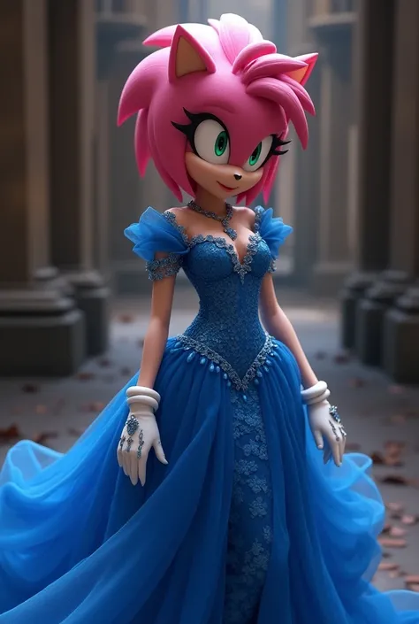 Images of sexy Amy Rose in a pretty blue dress