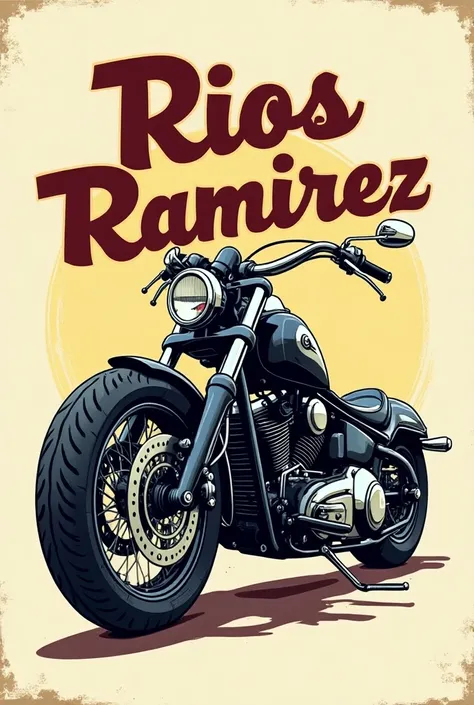 Can you make me a sign for spare parts for motorcycles that says RIOS RAMÍREZ With a motorcycle 