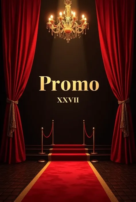  school promotion that contains the colors red wine gold and black,  the theme has to be Hollywood and it has to say  "promo xxvii " 