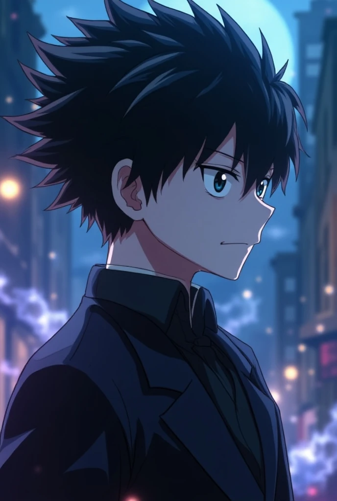 My Hero Academia screenshot.
Vampire boy with short black hair 
